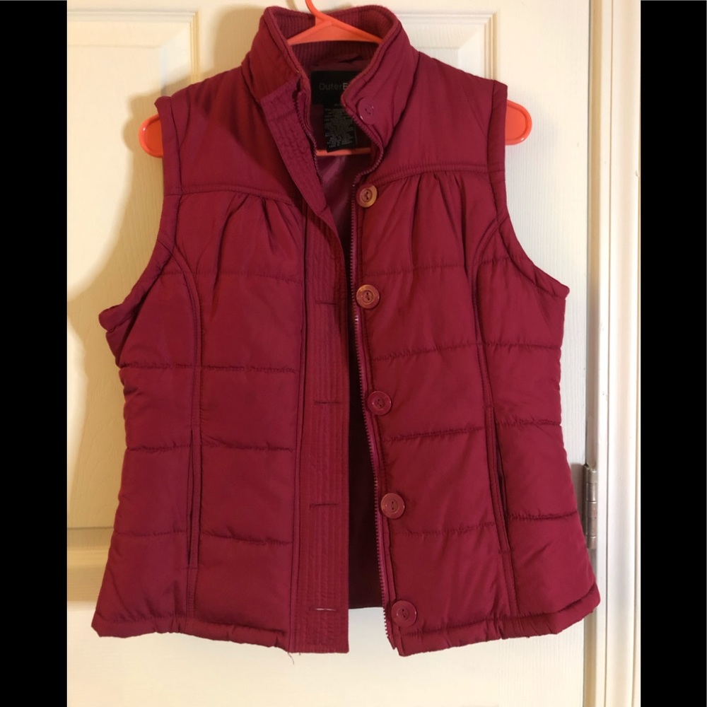 Outer Edge, Red, Kid Puffer Vest, Size Medium, Burgundy